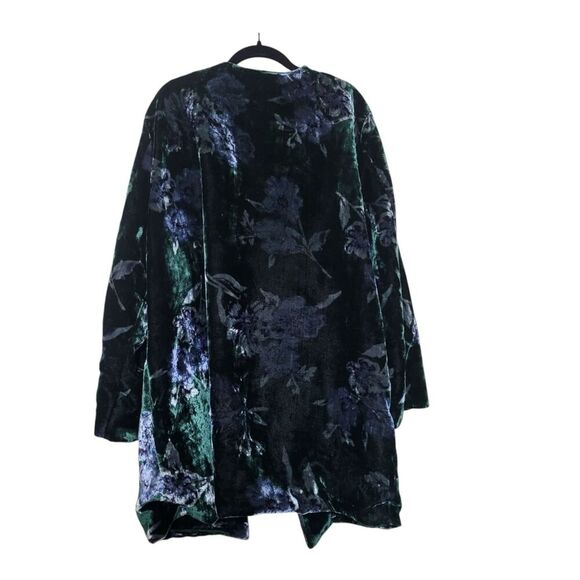 EVA Franco Womens XL New Green Floral Velvet Car Jacket Kimono Open MSRP $189 - Picture 9 of 11